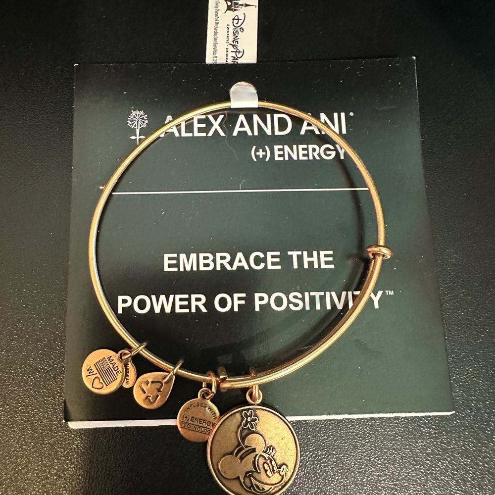 Disney Park Alex And Ani Gold Minnie Mouse Bracelet